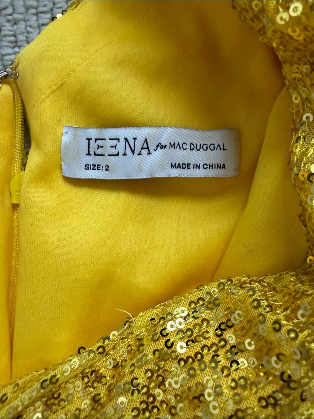 Mac Duggal One-Shoulder Yellow Sequin Evening Gown - Picture 5 of 6